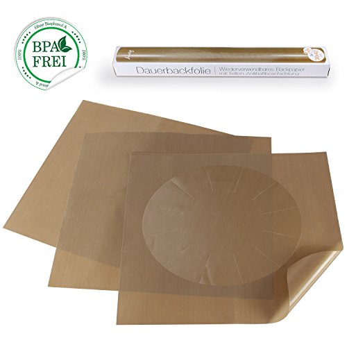 Amazy Dauerbackfolie 3 Stück – Das Premium Backpapier wiederverwendbar, antihaftbeschichtet und spülmaschinenfest, 36 x 42cm (3er Pack)