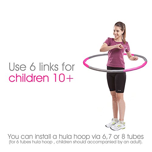 Hula Hoop , Ubegood Hula Hoop Serie zur Gewichtsreduktion Hula Hoop Sportarten Fitness Reifen Abnehmbarer Hula Hoop mit Schaumstoff 1,2kg, Grau und Rosa - 6
