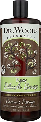 Dr. WoodsRaw Moisturizing Black Coconut Papaya Soap with Organic Shea Butter, 32 Ounce