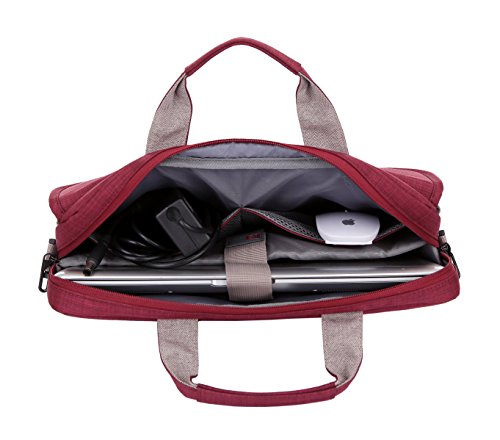 Rawboe® 15-15.6 Zoll Smart Oxford Laptop Computer Tasche Messenger Bag, mit Schultergurt, Griff & Mehreren Taschen für Surface Pro 4, MacBook, Tablet, iPad und Laptop (15.6 Zoll, Maroon) - 5