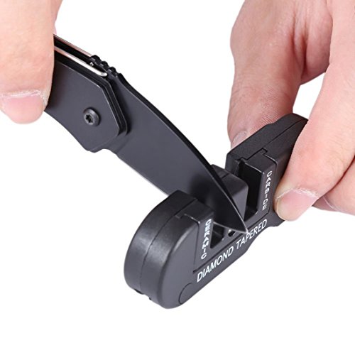 Aseun Messerschärfer 2 Stufen Mini Messerschleifer Knife Sharpener mit Schlüssel Kette - 5
