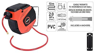 Yato Tambour pneumatique 10 m / 14 m avec dispositif d'enroulement automatique