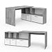 Produktbild VICCO Eckschreibtisch 136 x 75 cm Weiß / Eiche Sonoma - Schreibtisch Arbeitstisch Winkelschreibtisch Bürotisch (Beton Weiß)