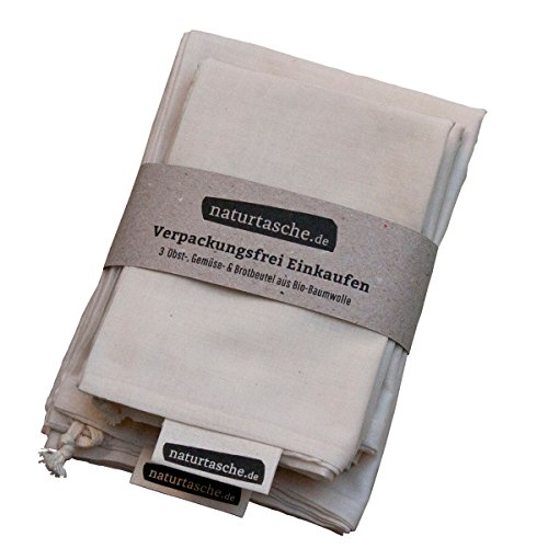 Naturtasche Brotbeutel 3erSet