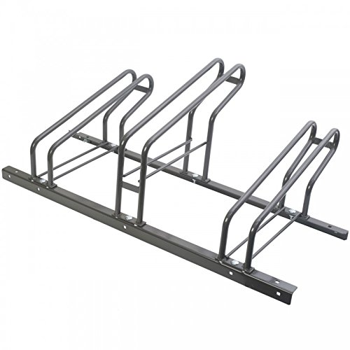 Freistehender Fahrradständer für 3 Fahrräder, erweiterbar, grau