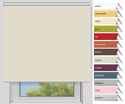 EFIXS Thermorollo Medium - 25 mm Welle - Farbe: creme - Größe: 220x190cm (Stoffbreite x Höhe) - Hitzeschutzrollo - Verdunklungsrollo - weitere Größen im Angebot wählbar