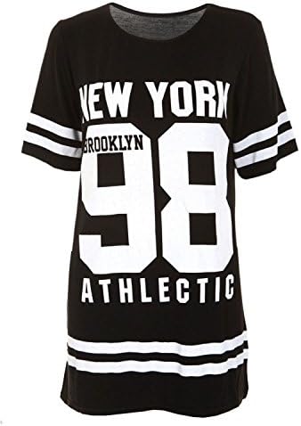 Extras Fashion Womens American USA 98 Varsity Football T-Shirt Ladies Oversize Baggy T Shirt Top Plus Size 8-26