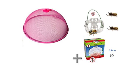 Fliegenhaube / pink Abdeckhaube / Lebensmittel - pink Haube aus Metall Ø 30 x 12 cm + Aktion Wespenfalle 13 cm von Conny Clever