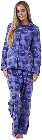 Ladies Fleece Pyjama Set Womens Printed PJ'S Winter Warm Nightwear