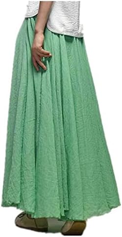 fwehfefh women fashion solid color skirt national style dress skirt (Matcha Green)