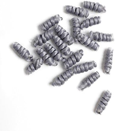 6Packs Kenzie Curl 20strands Short Curly Crochet Braids Tapered Hair Each Box Curled Spirals 6inch (silver gray)