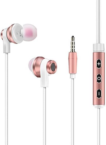 Earphones In Ear Headphone with Micro DolTech 120 Premium Aluminium Stereo Noise Isolating Sweatproof Earbuds for Iphone Ipod Ipad, Samsung, Mobile Phones, Tablets, Computers, Mp3 MP4 player RoseGold