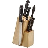 Esmeyer 291-081 12-teiliges Messerset ORION mit Holz-Block, durchgehendes Metall aus Klingenstahl, schwarze ABS-Griffe, dreifach genietet,