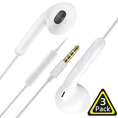 3 Pack Earphones In Ear Headphones Wired Earbuds Noise Isolating Headset With Microphone remote sound control Compatible With Phone Samsung Huawei Android Smartphones Tablets and more