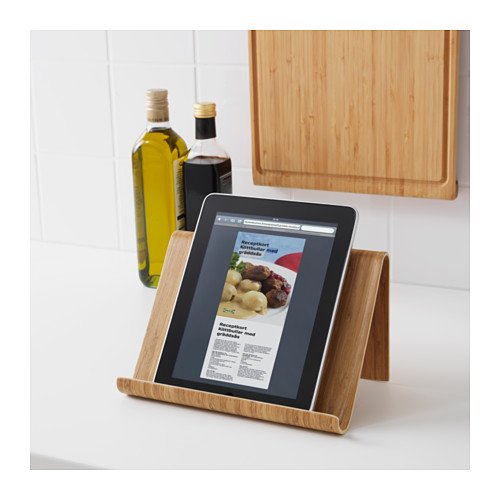 IKEA Tablet-Halter „RIMFORSA“ Ständer aus massivem Bambus ideal als ipad-Halter oder für Koch-Bücher – BxTxH 26x16x17 cm – Massivholz - 3