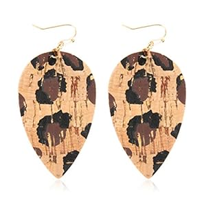 Bohemian Delicate Lightweight Cork Geometric Earrings - Filigree Cutout Petal Leaf, Teardrop, Feather Fringe Drop Dangles