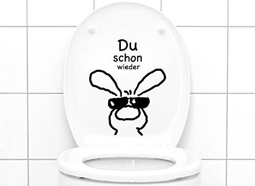 Grandora W3034 WC Aufkleber Du Schon wieder + Hase Wandtattoo schwarz - 2