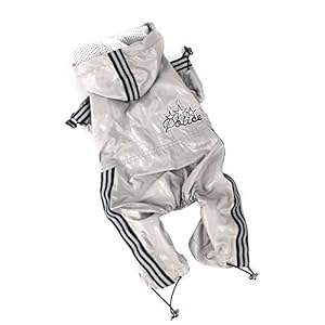 Desconocido Chubasquero con capucha y rayas reflectantes seguras, cubierta de cuerpo y piernas, chubasquero impermeable para perros pequeños, medianos y grandes