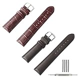 Uhrenarmband [2 Stück] Lively Life Kalbsleder Uhrenband Mode Geprägte Korn Ersatzarmband mit Edelstahl Dornschließe Passend für Traditionelle Uhr Sportuhr Smart Watch 18mm 20mm 22mm Schwarz Braun