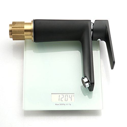 ubeegol Schwarz Waschtischarmatur Waschbecken Wasserhahn Badezimmer Badarmatur Mischbatterie Bad Einhebelmischer Waschtischbatterie Waschbeckenarmatur Einhandarmatur Einhebelarmatur Badarmaturen - 6