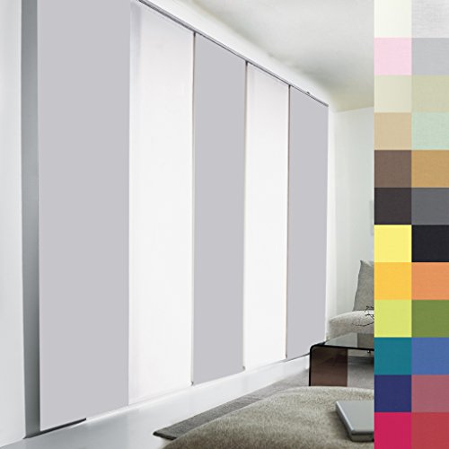 Schiebegardinen nach Maß, hochqualitative Wertarbeit, alle Größen und mehr als 20 Farben verfügbar, Maßanfertigung, Schiebevorhang, Raumteiler, Flächenvorhang, blickdicht (225cm Höhe x 60cm Breite / Light Grey)