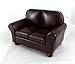 Price comparison product image Dolls House Miniature Living Room Furniture 1:12 Brown Leather 2 Seater Sofa