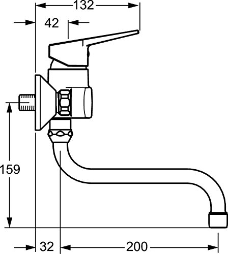 Hansa Spültisch Einhebelmischer Hansatwist Vollhebel, Wandmontage, schwenkbarer Auslauf, verchromt, 09692193 - 2