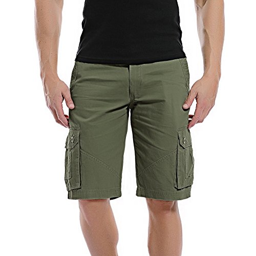 AYG Hombre Cargo Shorts Pantalones Cortos Bermudas(army green,32)