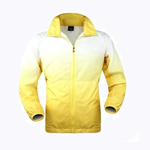 Shuang Yu Zuo Men Outdoor Skin Clothing Wear Ultra-light Reflective Night Vision Moisture Perspiration Wind Breathable Sunscreen,Yellow-XL