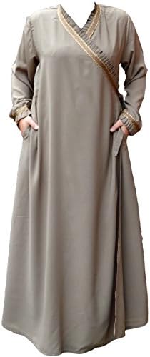 Yaqeen apparel Wrap Abaya With Side Pockets (3XL, Mocha)
