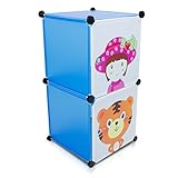 VENKON – Kinderzimmer Steckschrank Frei Gestaltbares DYI Steckregal System Regalschrank: 2-Module-Set, blau - 5
