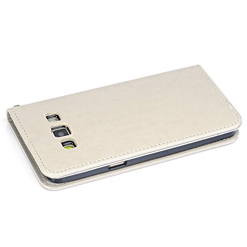 SKYXD Leder Hülle für Samsung Galaxy A5 2015 Rosen Blumen und Schmetterlings Muster,PU Folio Klappbar SchutzHülle [Brieftasche Kartenfach / Magnet / Standfunktion / Trageschlaufe] KlappHülle für mit [Koala Handyanhänger + Eingabestift] 3 in 1 Zubehör Set Handy Tasche Etui for für Samsung Galaxy A5 2015 Bookstyle Flip Case Leather Cover With [Stylus and Dust Plug]- Grau - 5