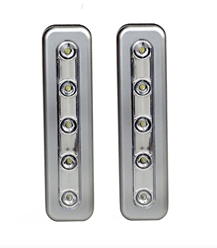 Preisvergleich Produktbild London Empire ® Selbstklebende 5-LED-Touch-Armaturenbeleuchtung, LED-Nachtlicht, batteriebetrieben, batteriebetrieben, für Schränke, Dachböden, Garagen, Auto, Schuppen, Lagerraum (2 Stück)