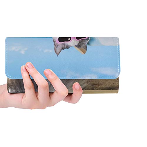 Preisvergleich Produktbild Einzigartige benutzerdefinierte Katze ruht auf Sonnenliege Frauen dreifach gefaltete Brieftasche Lange Geldbörse Kreditkarteninhaber Fall Handtasche