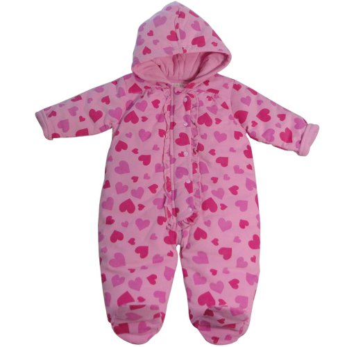 Snowsuit Baby Girl 0-9 Months 1pc Allover Heart Print. 3-6 months