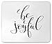 Produktbild BGLKCS Joy Mouse Pad, Motivational Be Joyful Saying with Ink Brush Drawing for Positive and Happy Vibes, Standard Size Rectangle Non-Slip Rubber Mauspads, Black and White