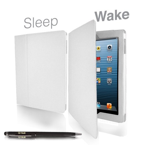 Case für ‚Das neue iPad‘ 3 – G-HUB WEIß GeniusCover Tasche Folio für das neue iPad HD 3rd Generation iPad freigegeben März 2012, mit integrierter Standfunktion und magnetischen Schlaf Sensor. Auch kompatibel mit Apple iPad 2. Jetzt mit BONUS-Geschenk: G-HUB ProPen Stylus. - 4