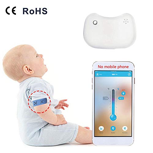 Preisvergleich Produktbild iBaste Bluetooth 4.0 Intelligentes Wireless Baby Thermometer Fieberthermometer, Stirnthermometer 24 stündiges intelligentes Baby Überwachungsgerät Monitor mit Hochtemperaturalarm und drahtlosen