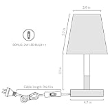 Tomons Nachttischlampe/ Bettschrank Stofflampenschirm Schreibtischlampe/ Massivholzlampe für Schlafzimmer, Wohnzimmer, Wohnheim, Kaffeetisch- grau - 3