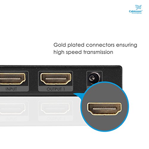 Cablesson HDelity 1 x 2 HDMI 2.0 Splitter mit EDID (18G) – Aktiv Verstärker – Ultra HD, UHD, 2160p, HDR. 3D und 4k2k – 8k. For PS3/PS4, XboX One/360, DVD, BluRay, DVD, HDTV, Gaming und Projektor - 5