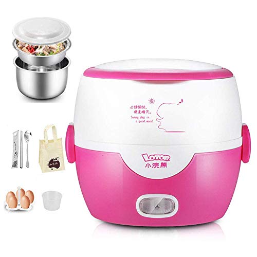 GQ Mini Cuisinière Électrique Multifonction Portable Cuiseur À Riz Cuiseur Vapeur Lent 1.0L Boîte De Chauffage De Revêtement en Acier Inoxydable, pour Enfants Adulte Disponible,Rose