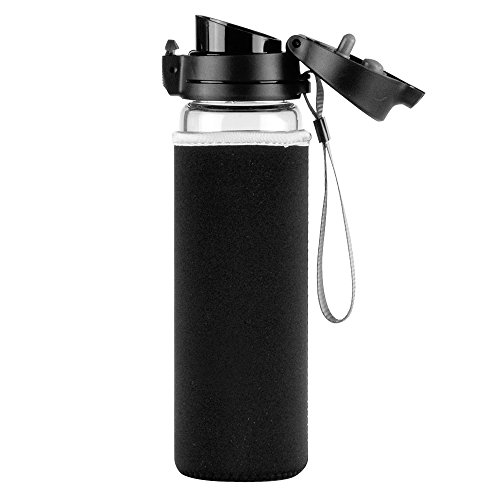 Reeho® Tragbare 510ml Sportflasche Trinkflasche aus Glas, BPA-frei Wasserflasche Glas, Borosilikat Glasflasche Mit Nylon Tasche, Flaschen für Wandern, Fitnessstudio , Laufen - 3