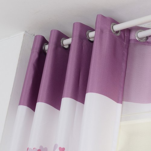 GWELL Süß Baum Druck Vorhang Schal mit Ösen TOP QUALITÄT Gardine für Kinderzimmer Schlafzimmer grün lila 1er-Pack - 4
