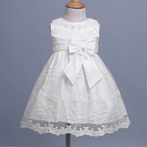 YiZYiF Baby Mädchen Kleid Prinzessin Hochzeits Taufkleid Blumenmädchen Kleider Party Festlich Kleid Festzug Kleidung Kleinkind Elfenbein 74-80 (Herstellergröße 6M) - 2
