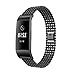 Produktbild Mumuj Edelstahl Kette Stil Armband, Edelstahlarm Metall Sport mit Interlock Smart Watch Unisex Ersatzband Band Uhrenarmband Für Fitbit Charge 3 (Schwarz)
