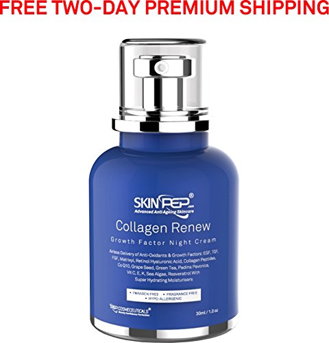 SkinPep Collagen Renew - Growth Factor Night Cream 30ml - Super Hydrating Moisturisers + Retinol +  Hyaluronic Acid  + Vitamin C +Collagen Peptides - SkinPep Best Choice For Premium Quality Night Cream