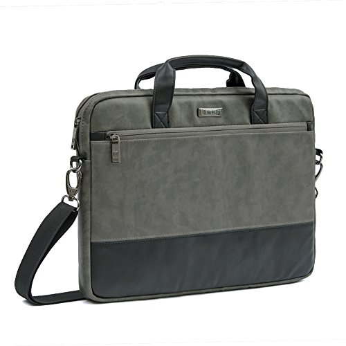 Preisvergleich Produktbild Laptoptasche 15.6 / Evecase Premium Doppelfarbige Umhängetasche mit Gepolstert Laptopfach, Fronttasche, Zubehörfach für Laptop in 15,6 Zoll - Waschbär Grau