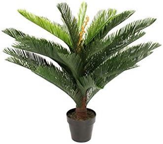 Blooming Artificial - Artificial 90cm Cycas Palm Tree Plant, Realistic Artificial Cacti, Large Green Exotic Succulent Plant Tree, Ideal for Homes, Offices and Indoors, Arrives Potted (90cm / 3ft)