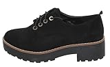 MODELISA-Zapatos Plano Plataforma con Cordones (39, NEGRO)