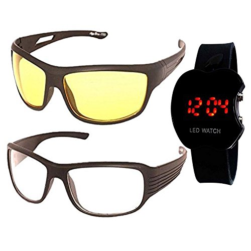 Younky Combo Of Uv Protected Aviator Sunglasses For Men Women Boys And Girls With Digital Led Watch ( Nvyellow-Clear-Aled ) - 2 Sunglass Case RS.299 (79.00% Off) - Amazon Younky Combo Of Uv Protected Aviator Sunglasses For Men Women Boys And Girls With Digital Led Watch ( Nvyellow-Clear-Aled ) - 2 Sunglass Case RS.299 (79.00% Off) - Amazon